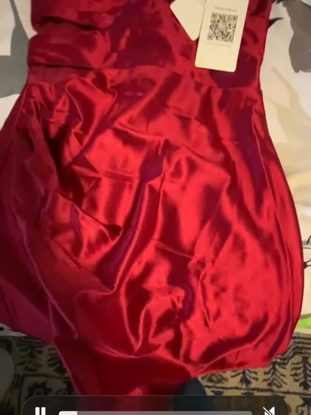 Red Satin Cocktail Mini Dress